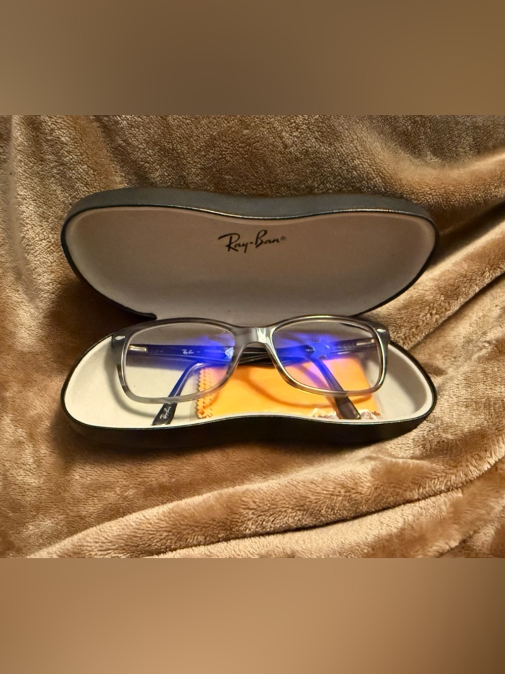 Ray-Ban Gray Translucent Blue Light Rectangular Glasses - Picture 2 of 5